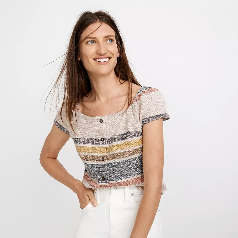 Madewell button up texture top
